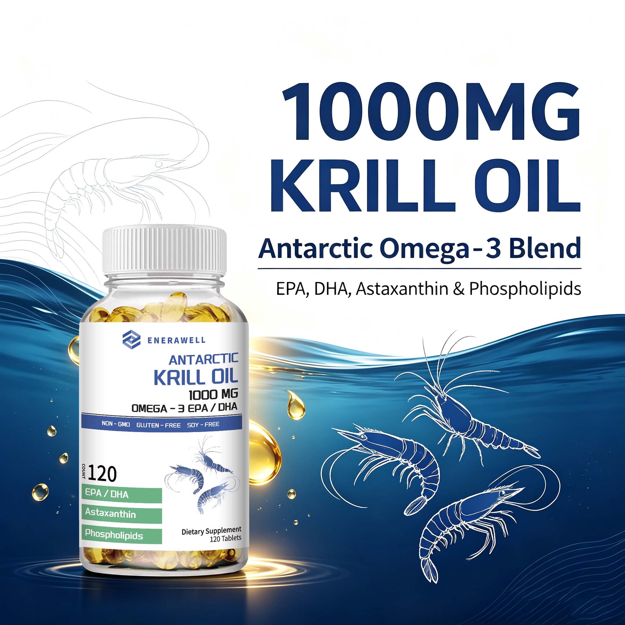 Krill Oil Supplement - كبسولات زيت الكريل القطبي الجنوبي 1000