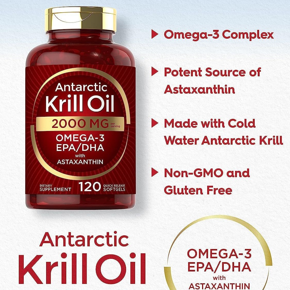 Krill Oil Supplement - كبسولات زيت الكريل الناعمة تضميد التغذية،